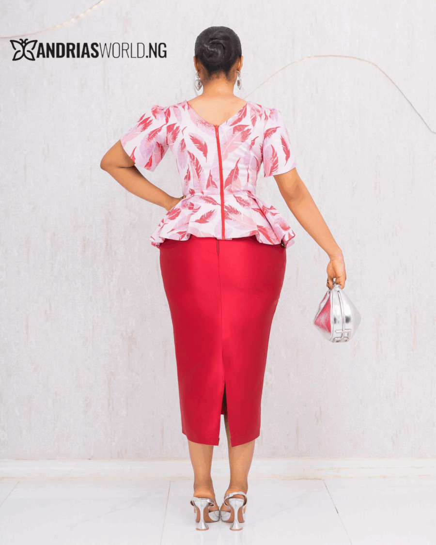 RED DAMASK SKIRT SET